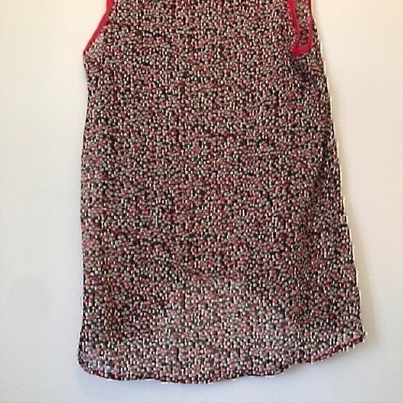 COLLECTIVE CONCEPTS Cream Beige Coral Black Polka Dot Striped Sheer Tank Medium - Picture 9 of 12